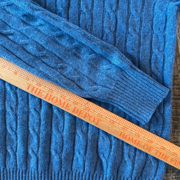 Brooks Brothers 100% Lambs Wool Blue Cable Knit Sweater Men's Medium Officewear - Picture 7 of 7